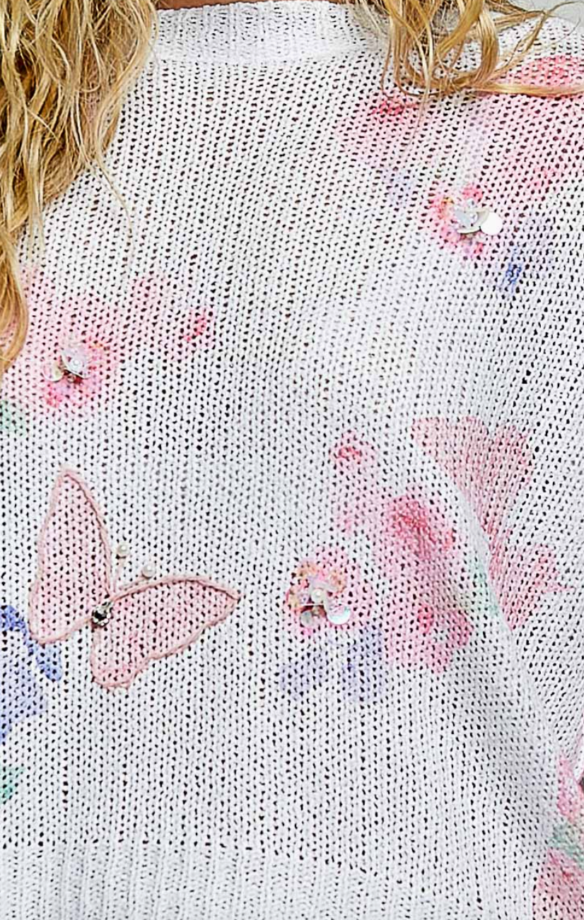 Butterflies Embellished Sweater