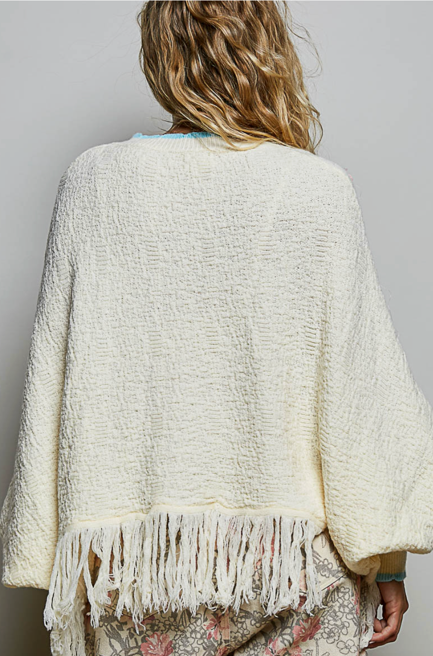 Floral Poncho Sweater