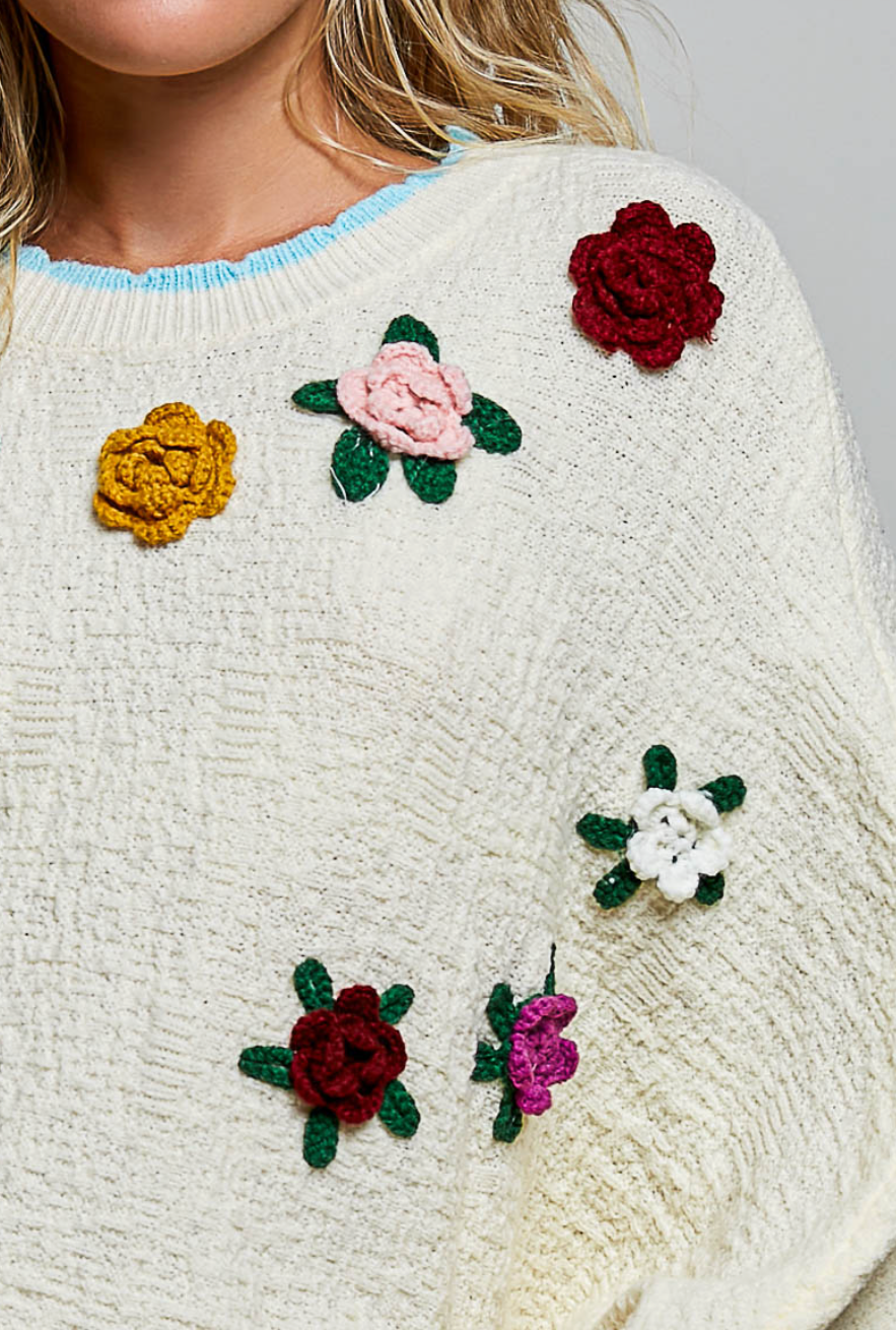 Floral Poncho Sweater