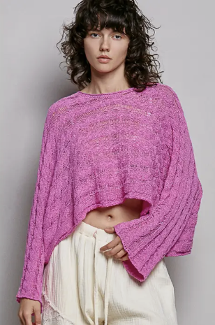 Bright Berry Cropped Sweater