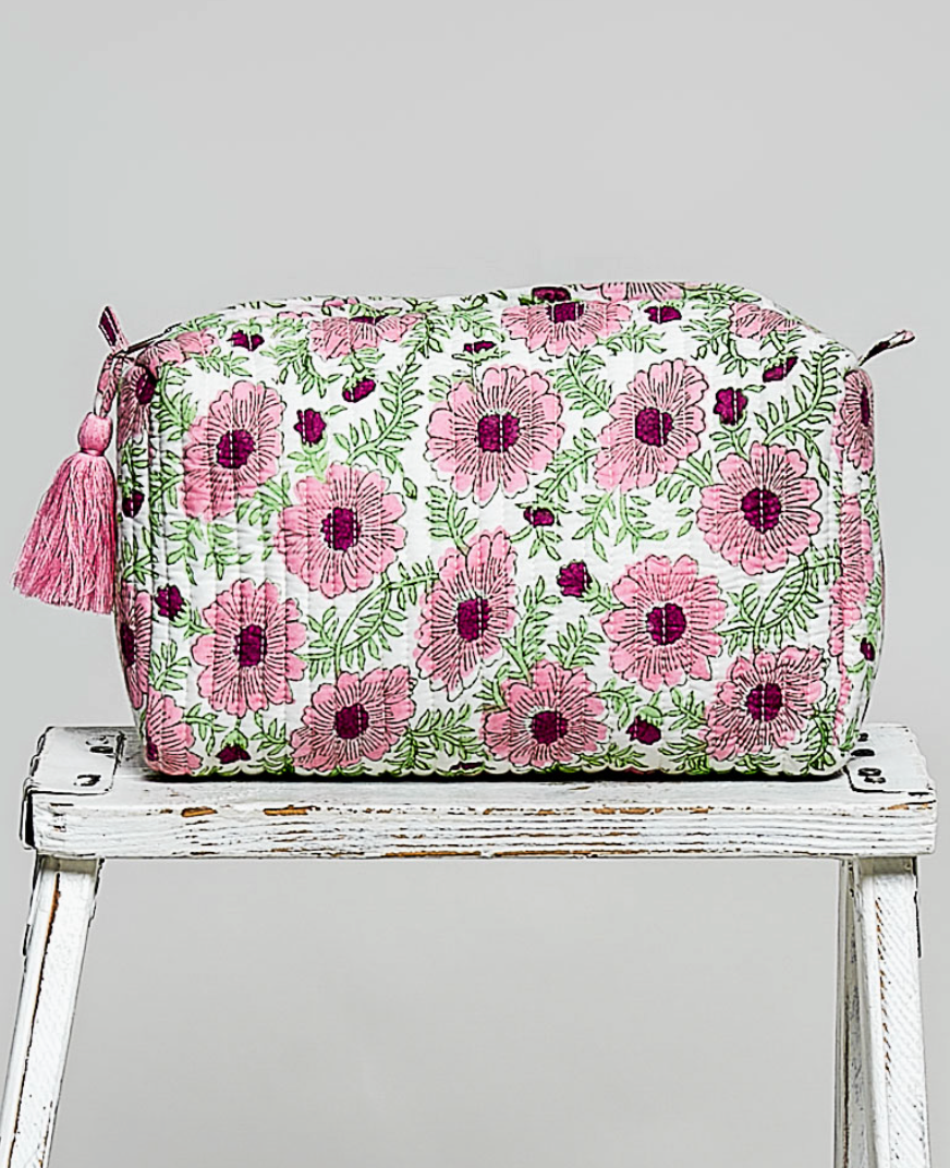 Quilted Hand Blocked Make Up Bag
