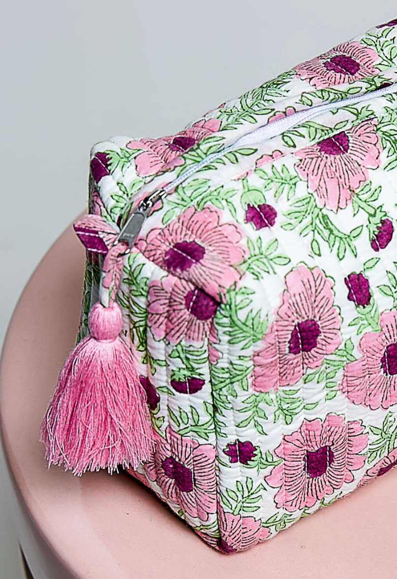 Quilted Hand Blocked Make Up Bag