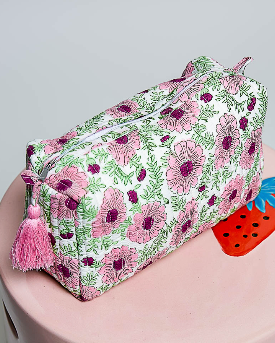 Quilted Hand Blocked Make Up Bag