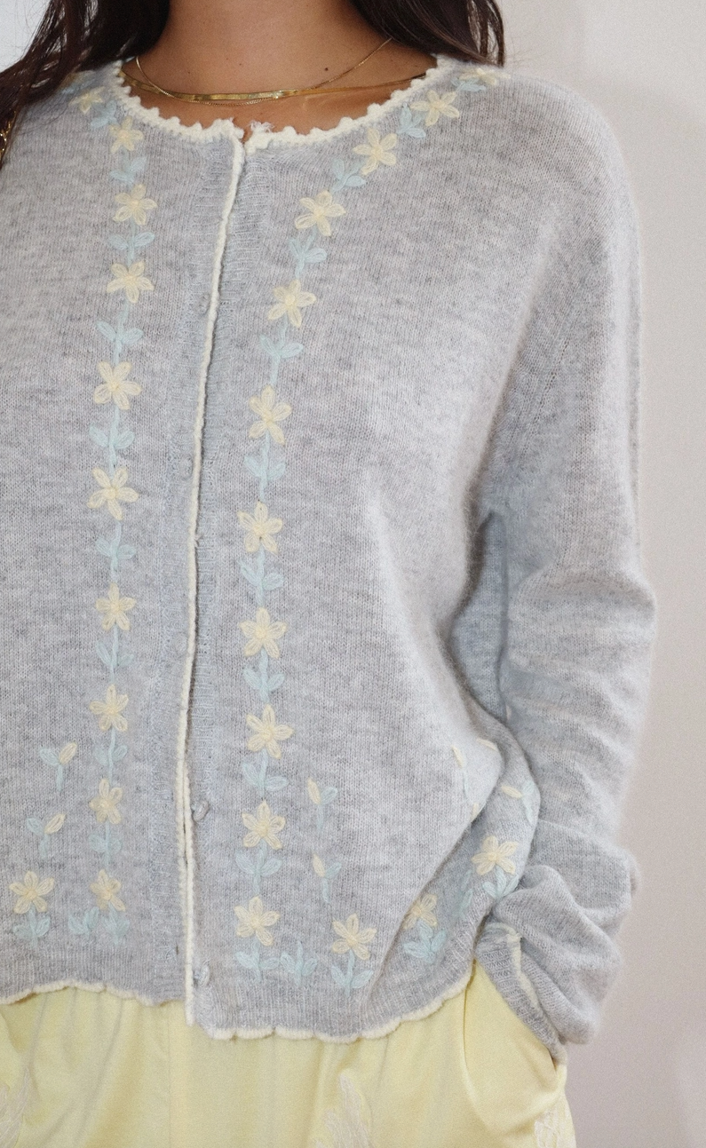 Daisy Petals Embroidered Cardigan
