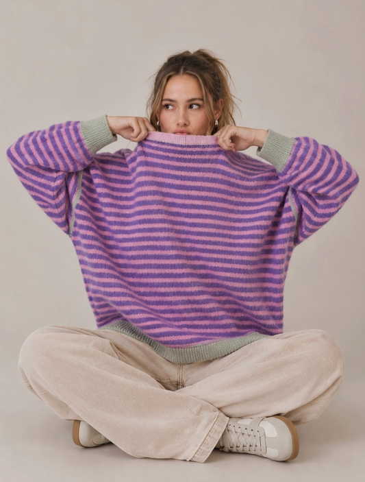 Sunset Stripe Sweater - Purple & Pink