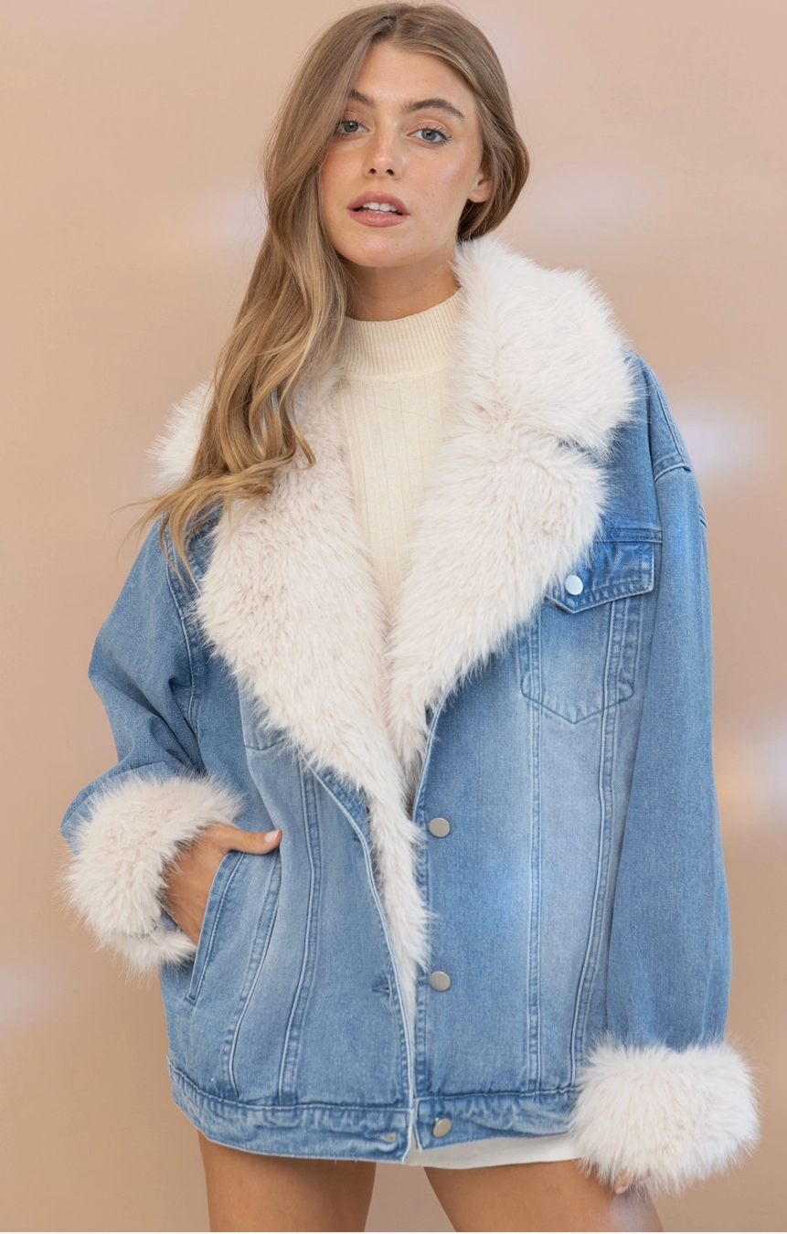 Faux Fur Denim Jacket