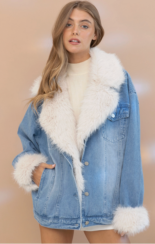 Faux Fur Denim Jacket