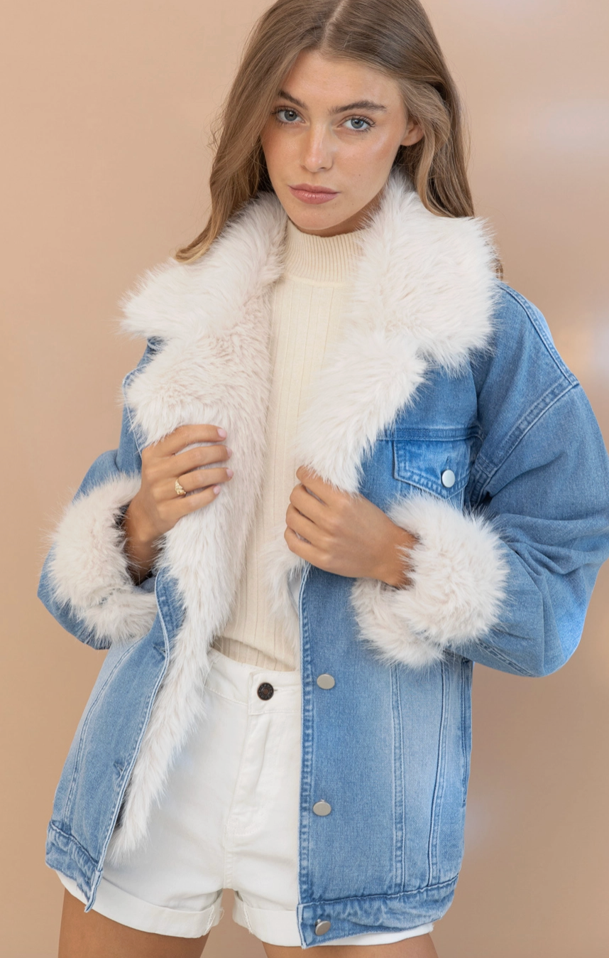 Faux Fur Denim Jacket