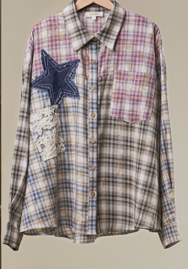 Star Plaid Button Up Shirt