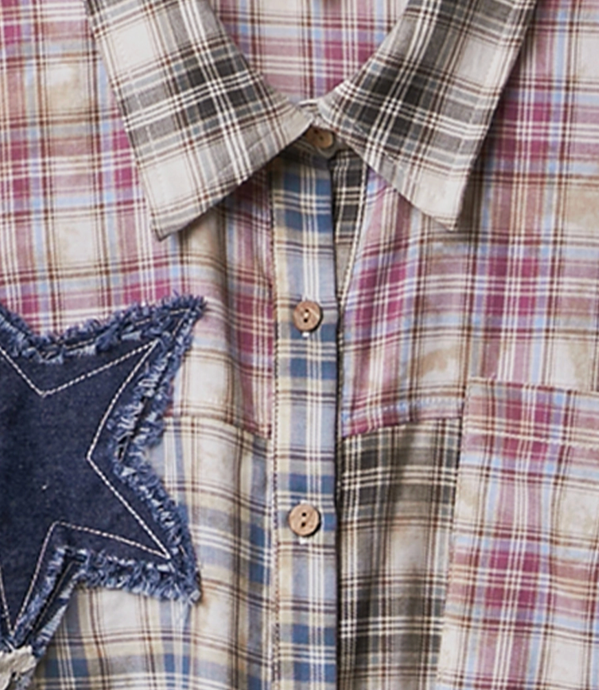 Star Plaid Button Up Shirt