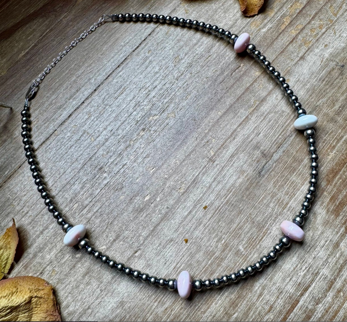 Pink Conch Sterling Silver Necklace 15 Inch