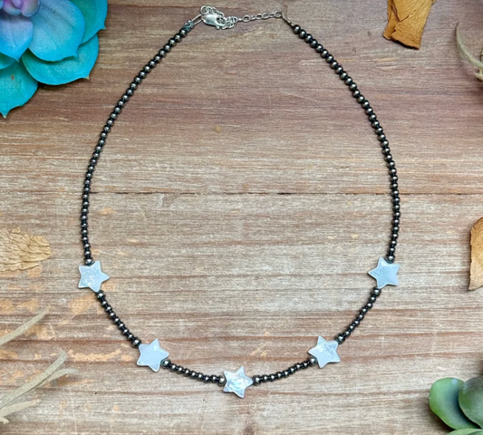 Stars & Sterling Silver Necklace 15 Inches