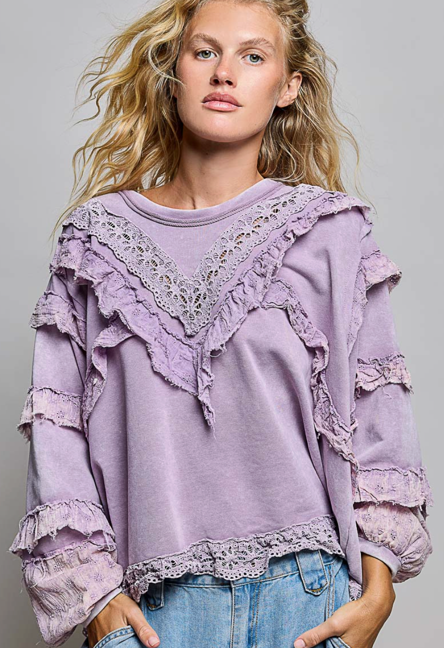 French Terry & Ruffles - Washed Lavender