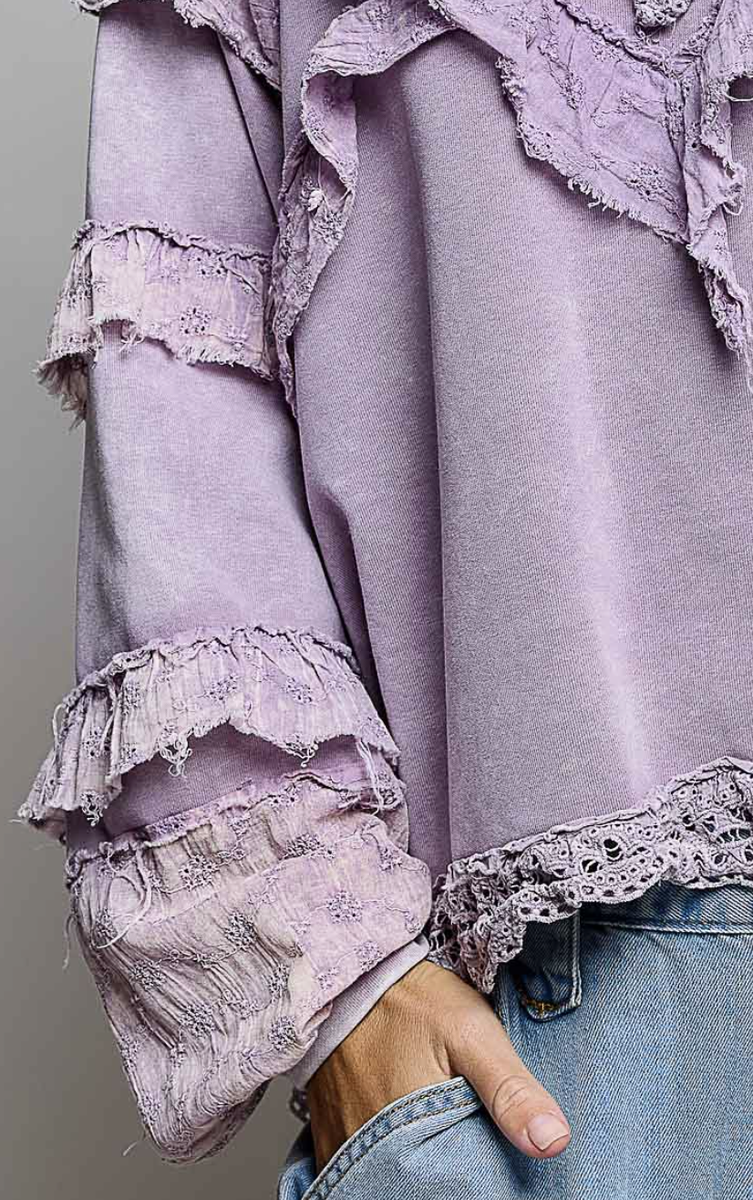 French Terry & Ruffles - Washed Lavender