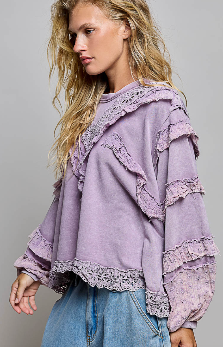 French Terry & Ruffles - Washed Lavender
