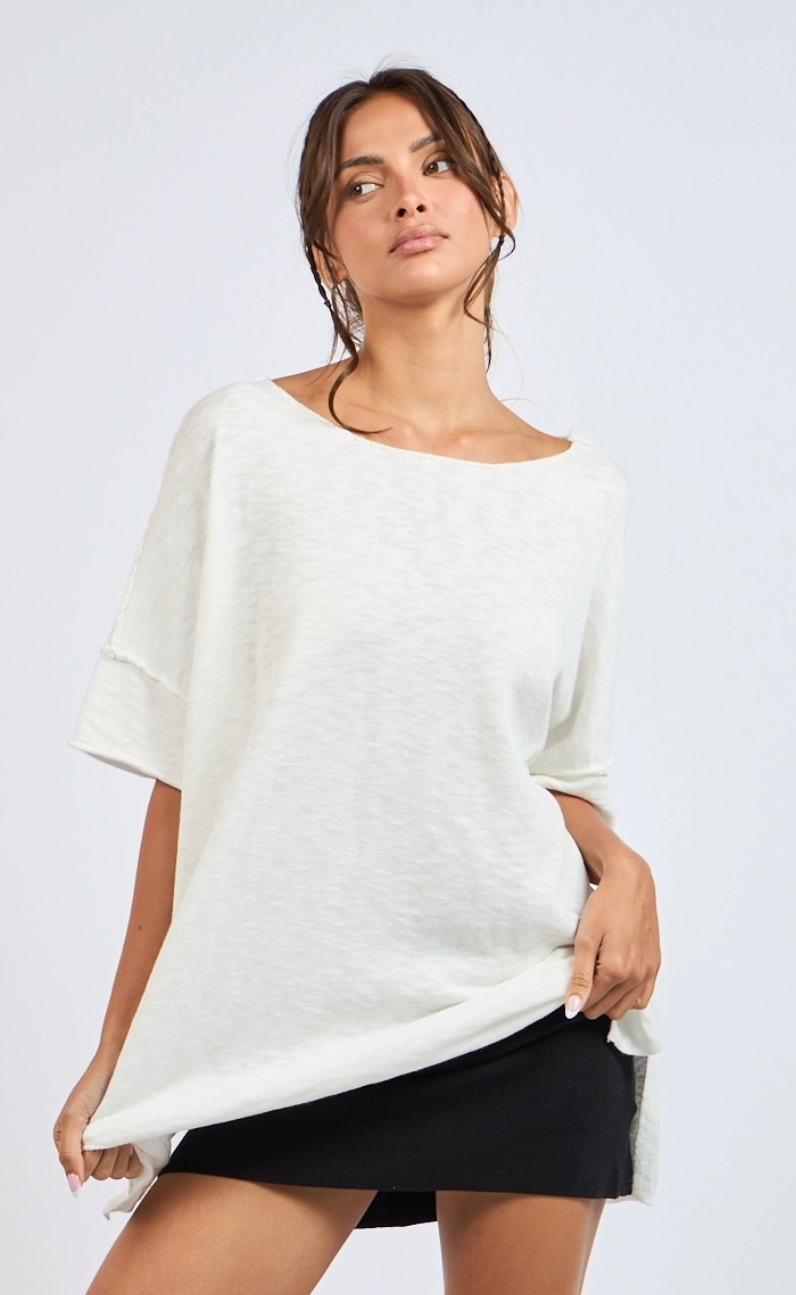 No So Basic Oversized Knit Top - White
