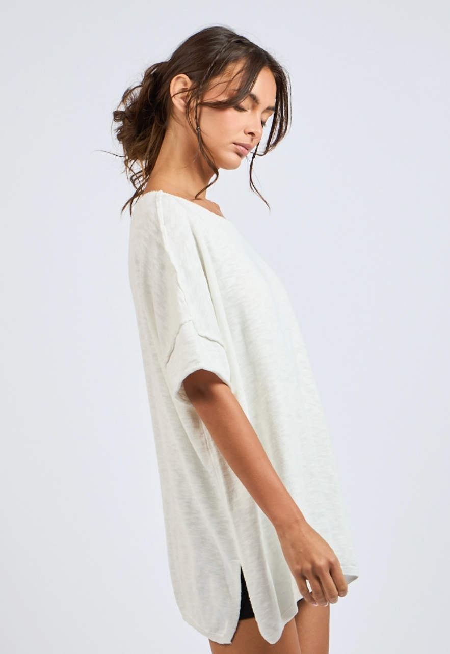 No So Basic Oversized Knit Top - White