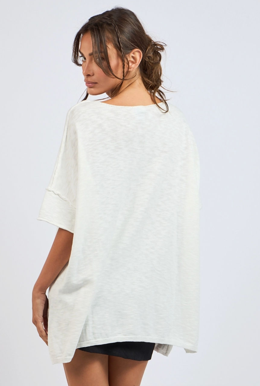 No So Basic Oversized Knit Top - White