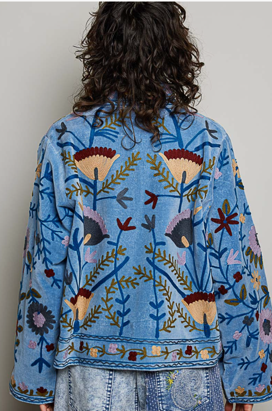 There She Goes Velvet Jacket - Blueberry