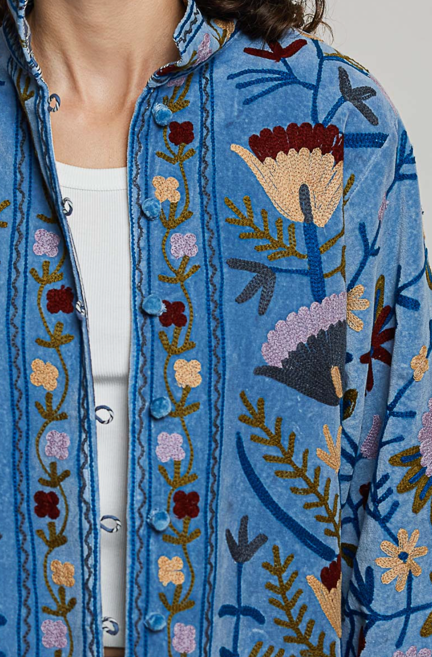 There She Goes Velvet Jacket - Blueberry