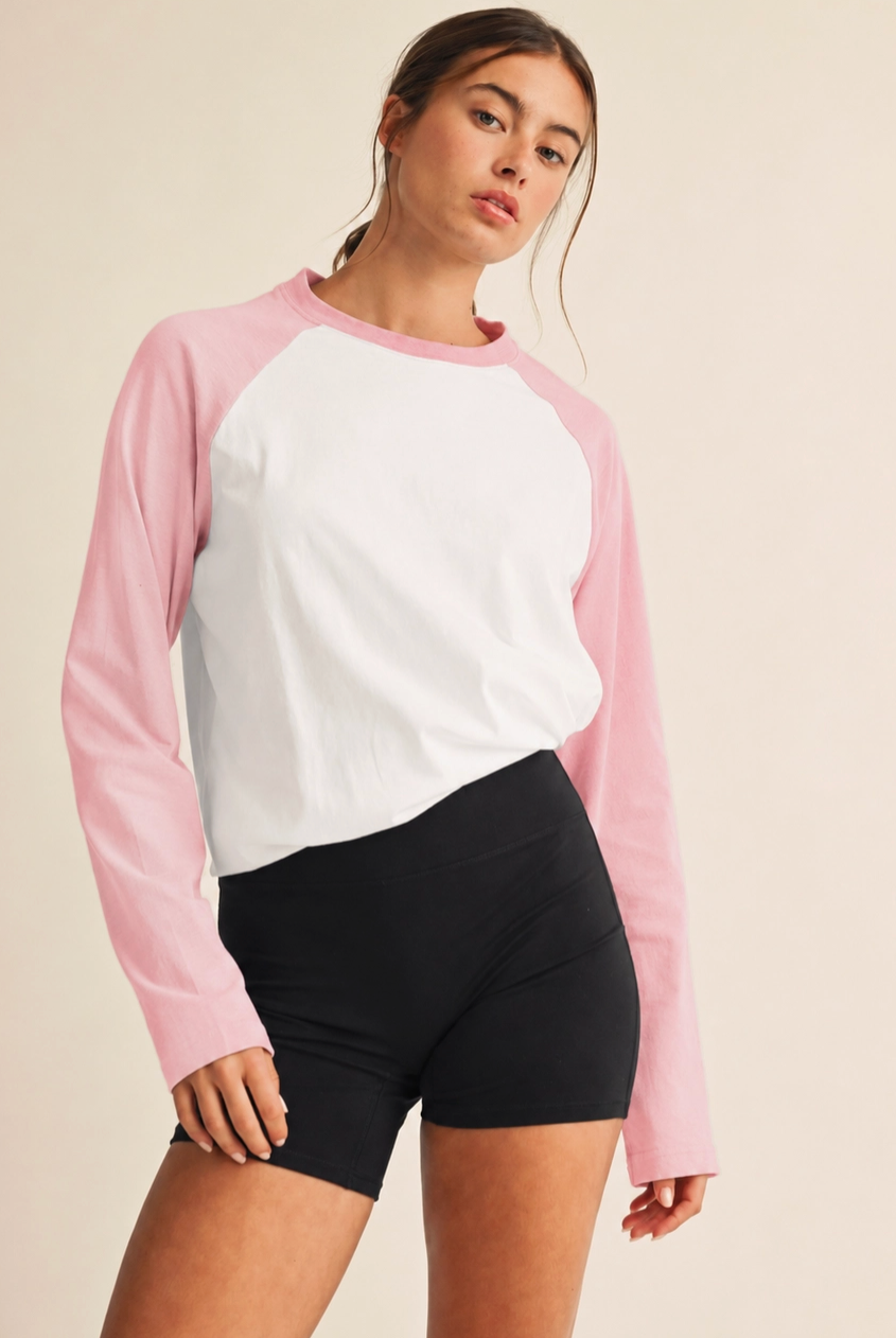 The Raglan - Pink & white