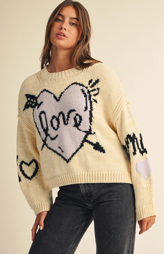 Lavender Love & Heart Sweater